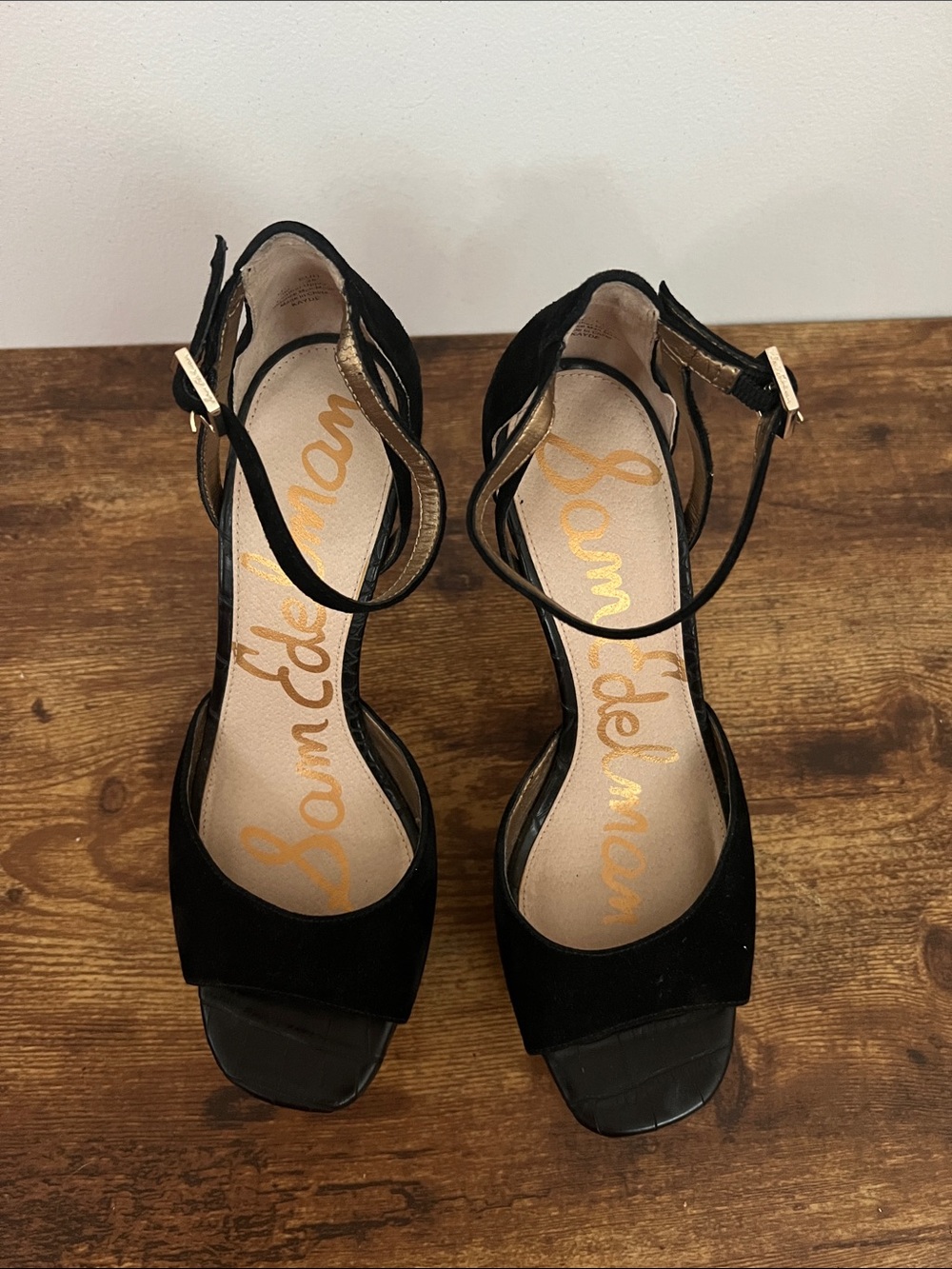 Sam Edelman Kayde Black Suede Platform Heels